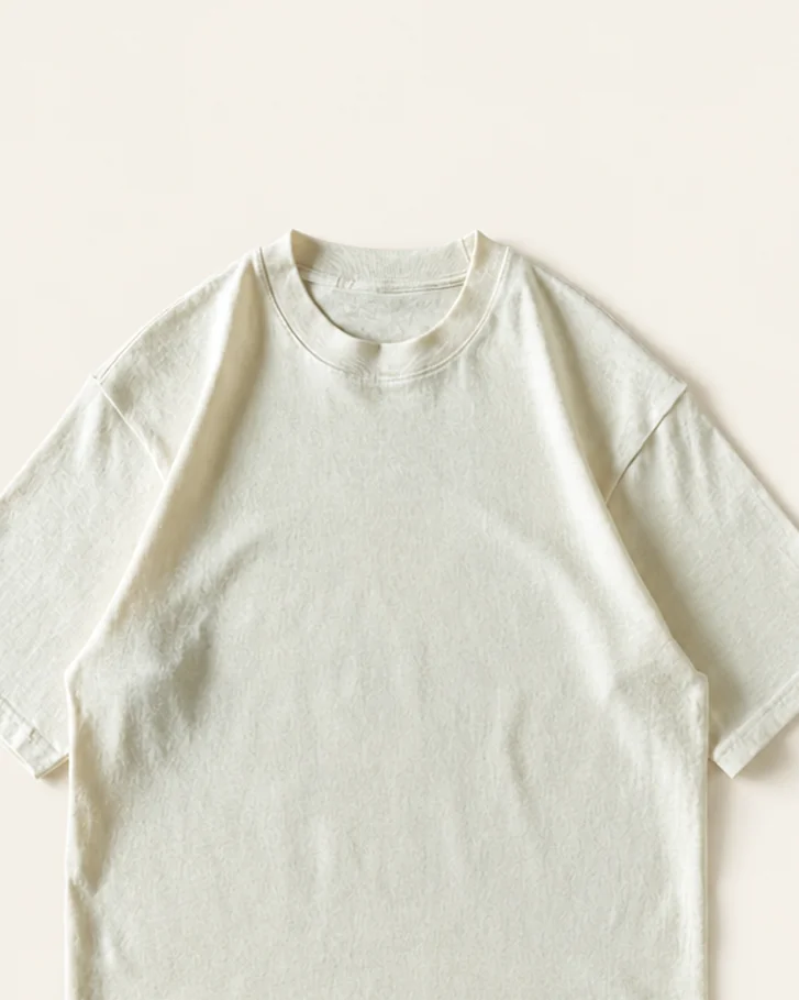 Fallow Boxy Tee in Bone, fabric detail