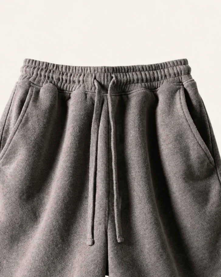 Fallow Sweat Short in Ash, fabric detail