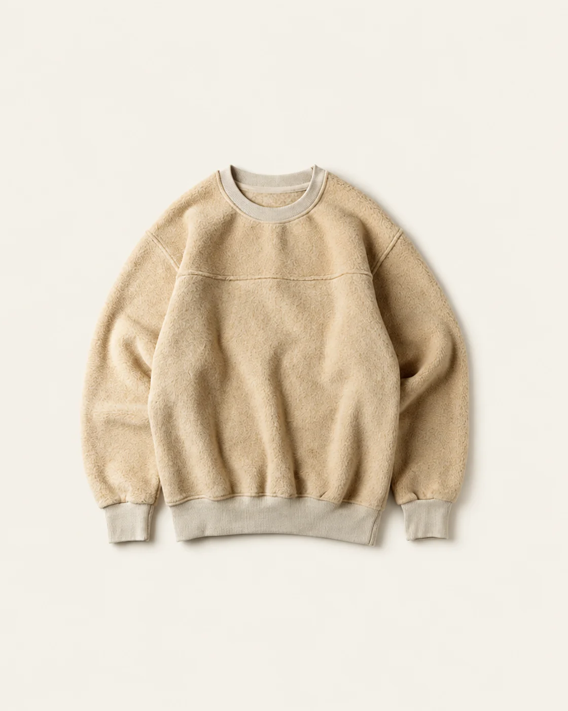 Hollow Crewneck in Oat, flat lay