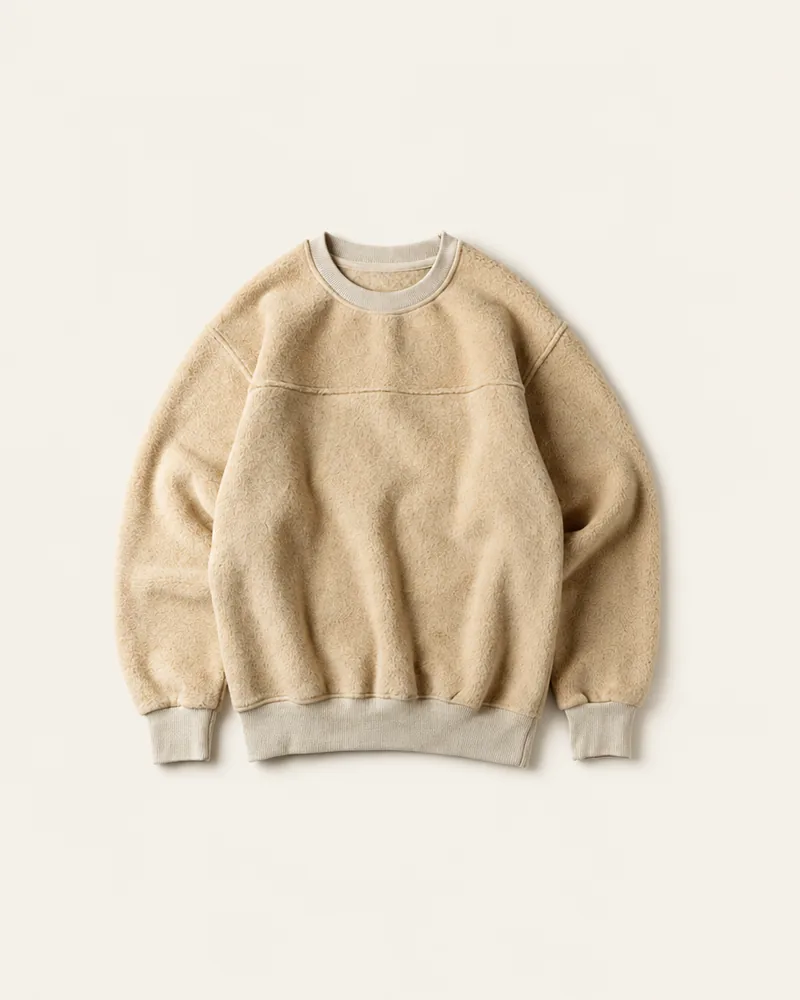 Hollow Crewneck in Oat, flat lay