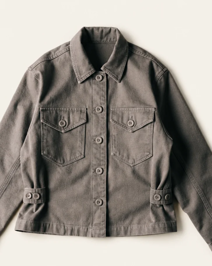 Overcast Trucker Jacket in Ash, fabric detail