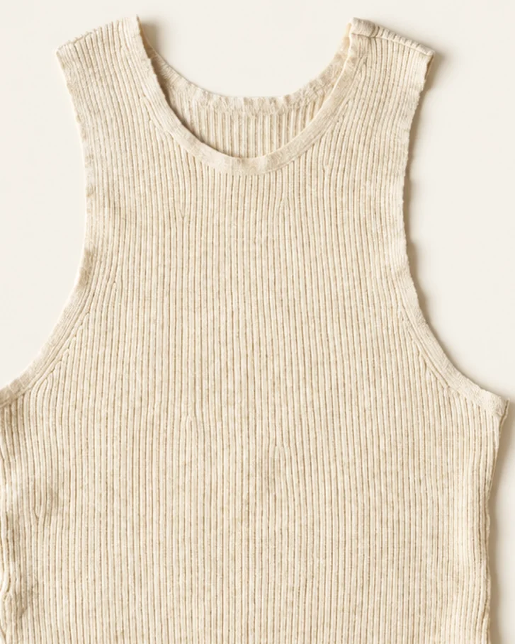 Quarry Rib Tank in Bone, fabric detail