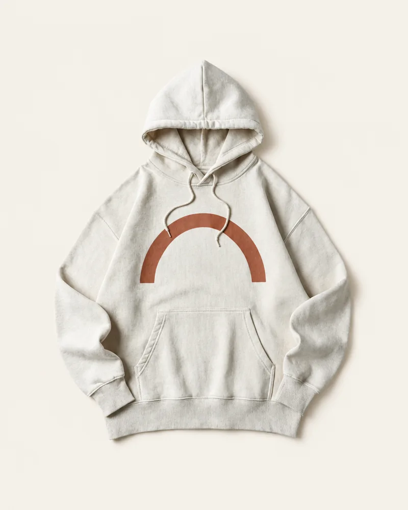 Solstice Arch Hoodie in Bone, flat lay