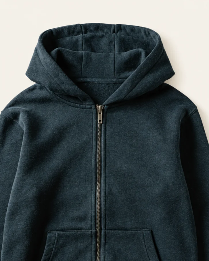 Tarn Zip Hoodie in Ink, fabric detail