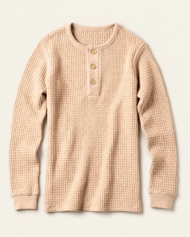 Thaw Waffle Thermal in Oat, flat lay