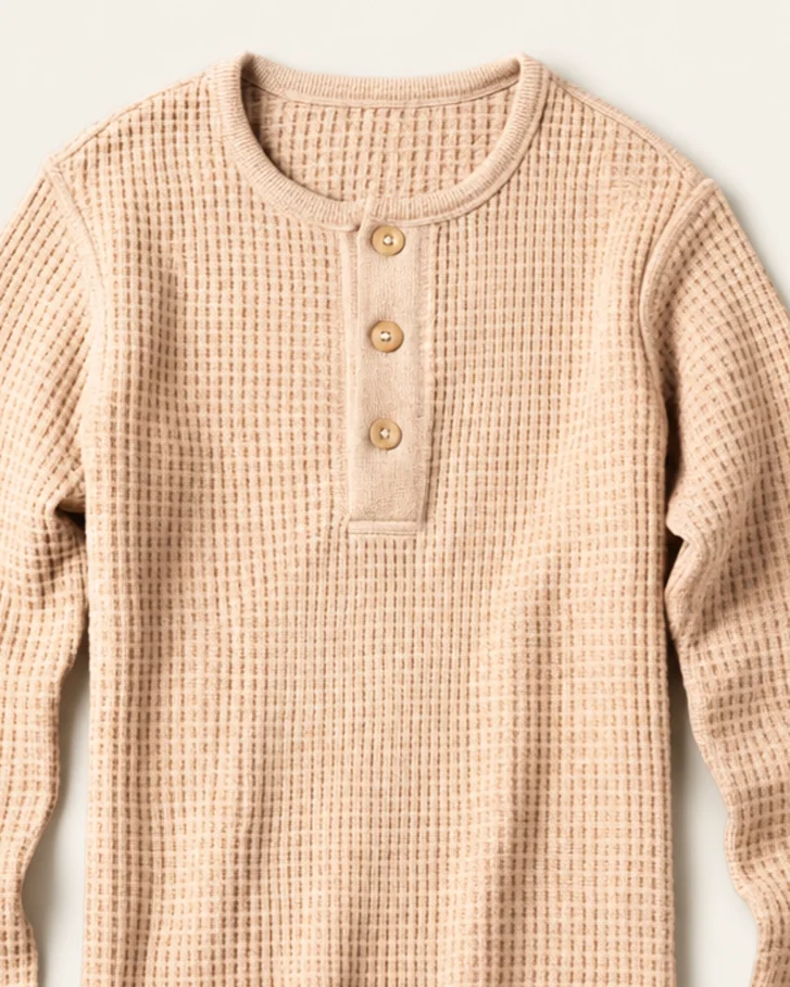Thaw Waffle Thermal in Oat, fabric detail