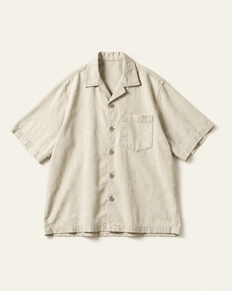 Windward Camp Shirt in Oat, flat lay