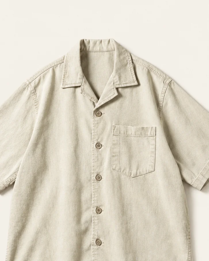 Windward Camp Shirt in Oat, fabric detail